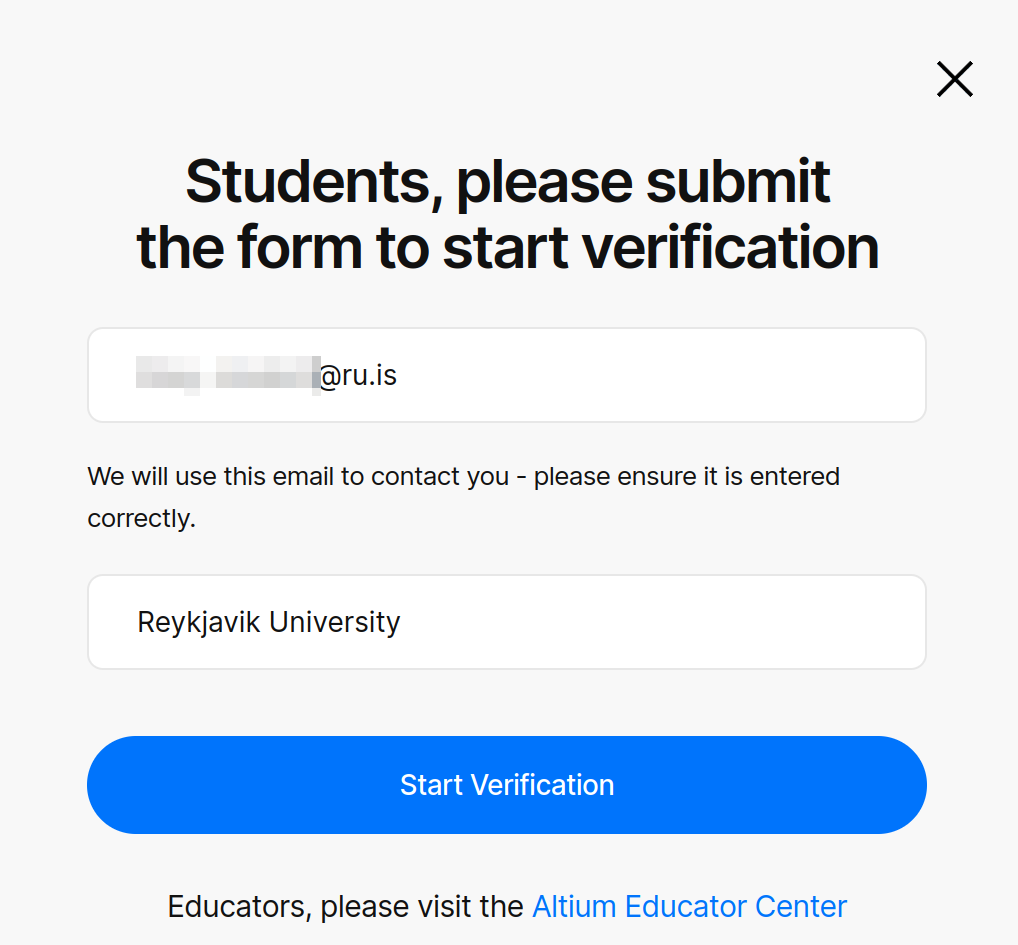 Verification signup form
