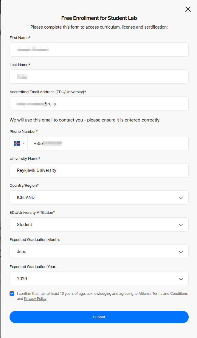 Student Lab enrollment
