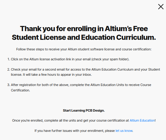 Student Lab enrollment complete