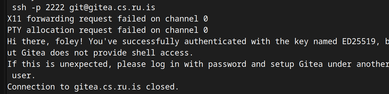 ssh test result using git user: success